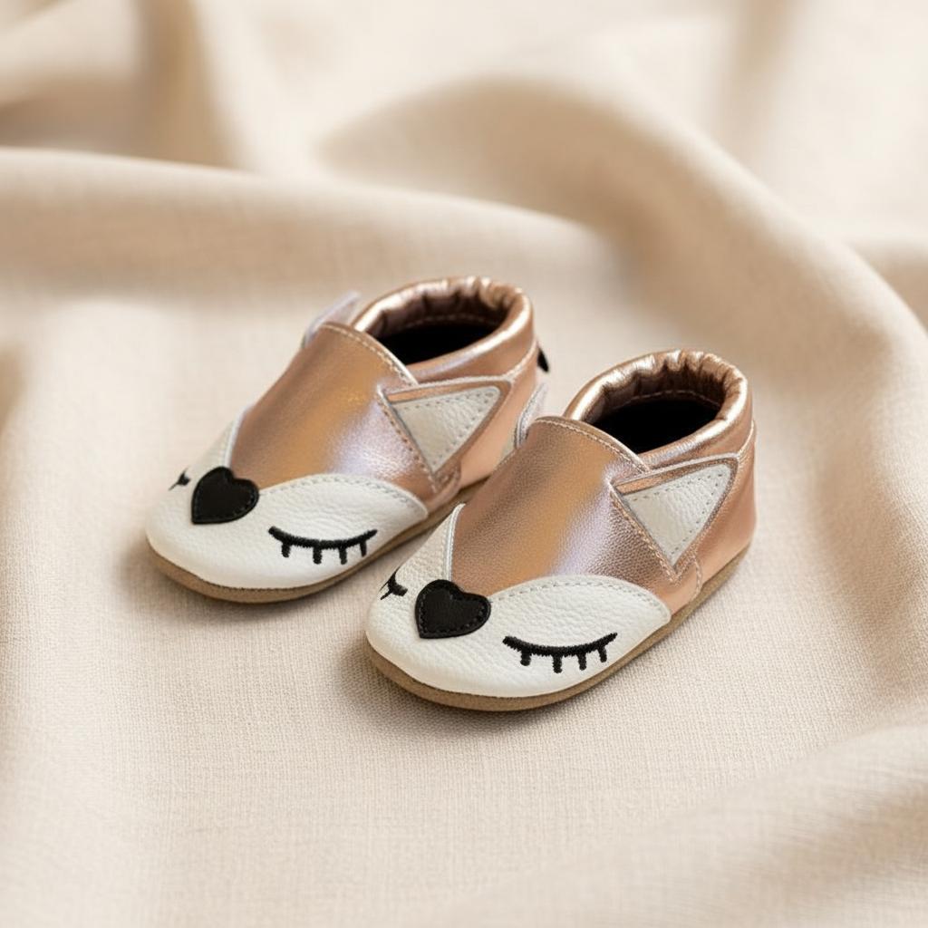 Chausson Cuir Souple Bébé Terracotta