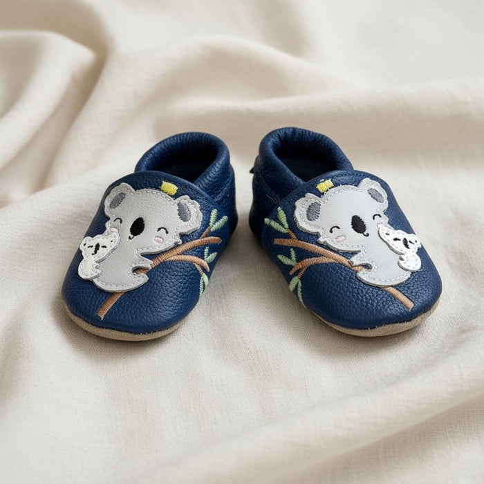 Chausson bébé en cuir souple Lucas le koala - Main Image