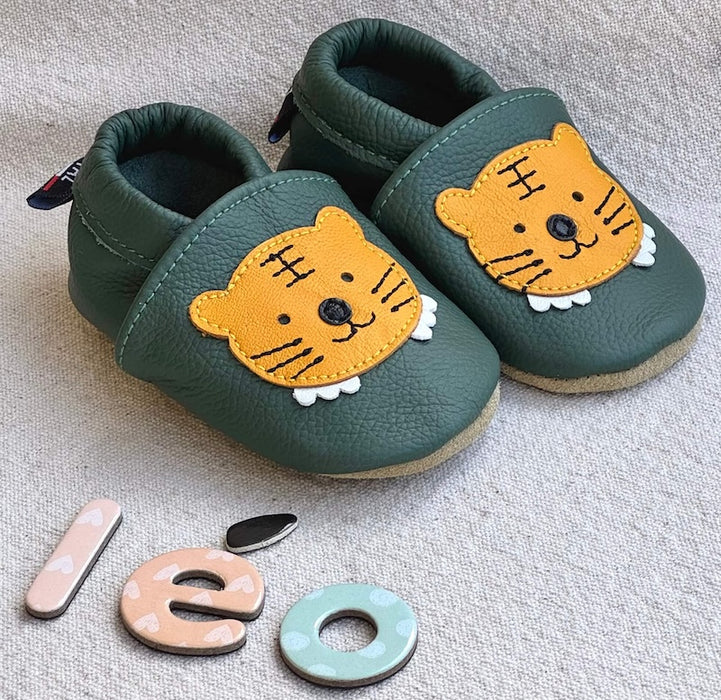 Chaussons Bébé Billy Le Lion En Cuir Souple - Marque Liloopop - Confort Et Souplesse Garantis - 6